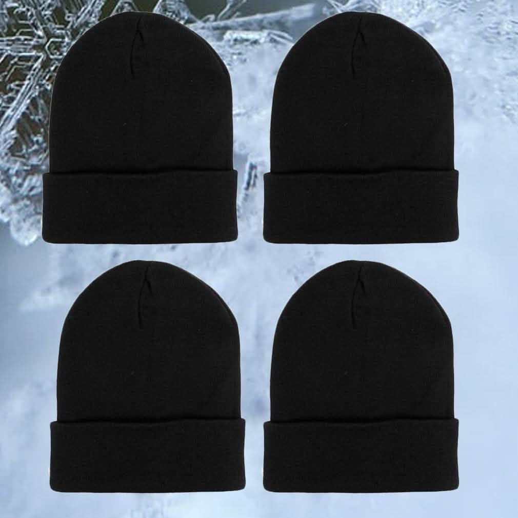 Paquete de 4: Gorro térmico de invierno negro a prueba de viento