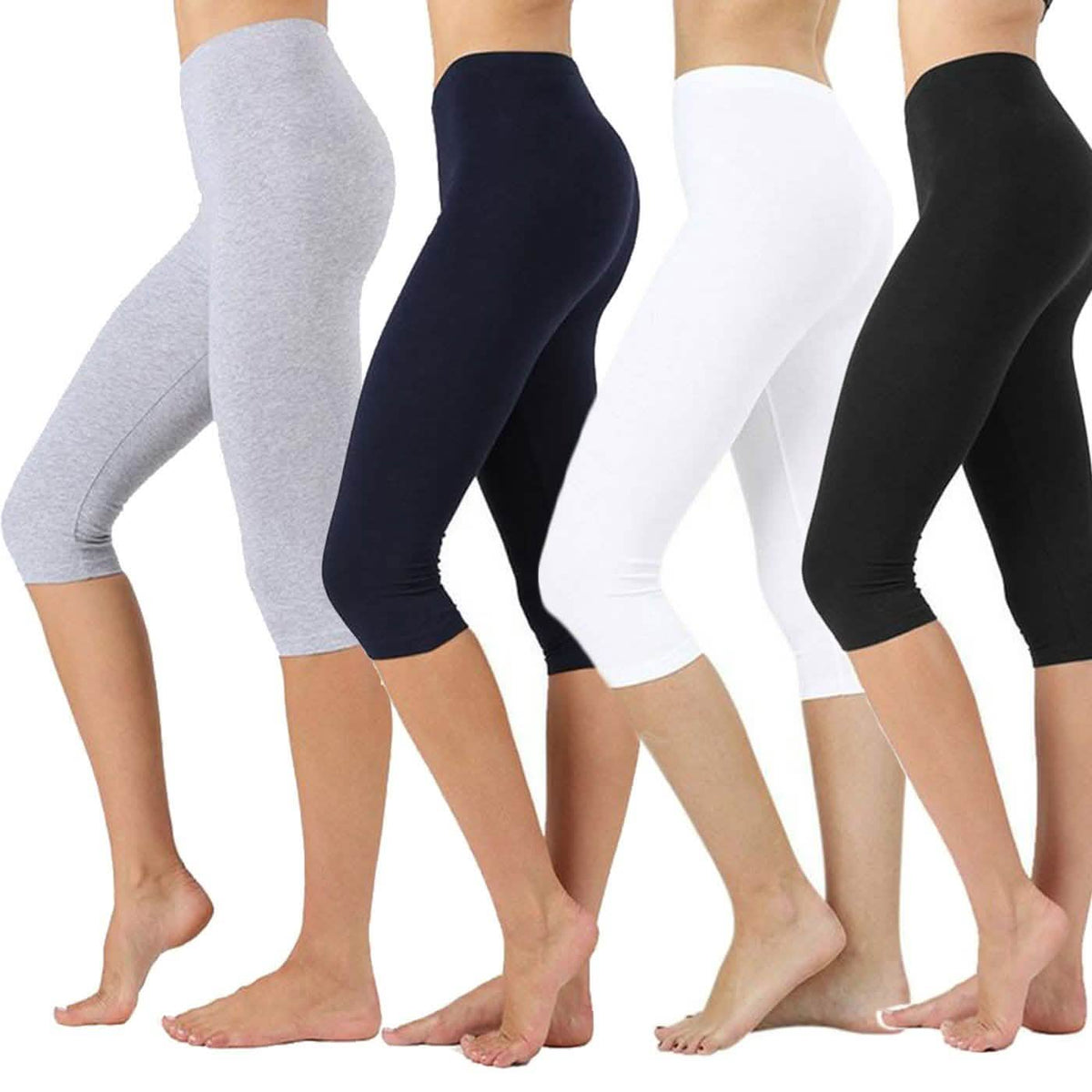 Paquete de 4: Leggings Capri para Mujer de Uso Diario
