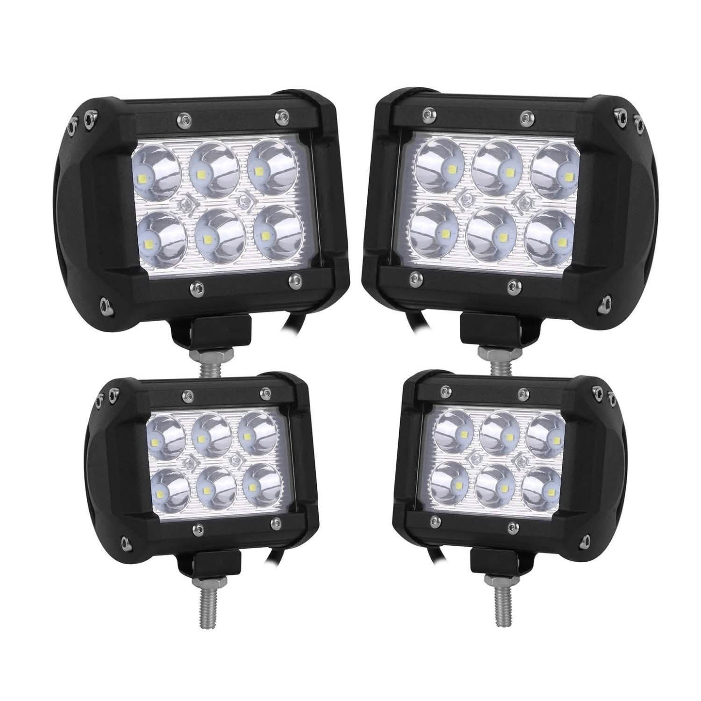 Juego de 4 piezas: Pod LED de haz puntual de doble fila de 4” y 18W
