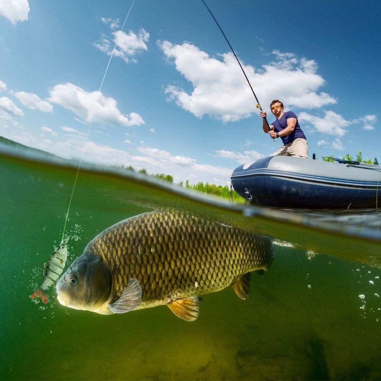 Paquete de 4: Señuelos de pesca realistas articulados de 6 segmentos