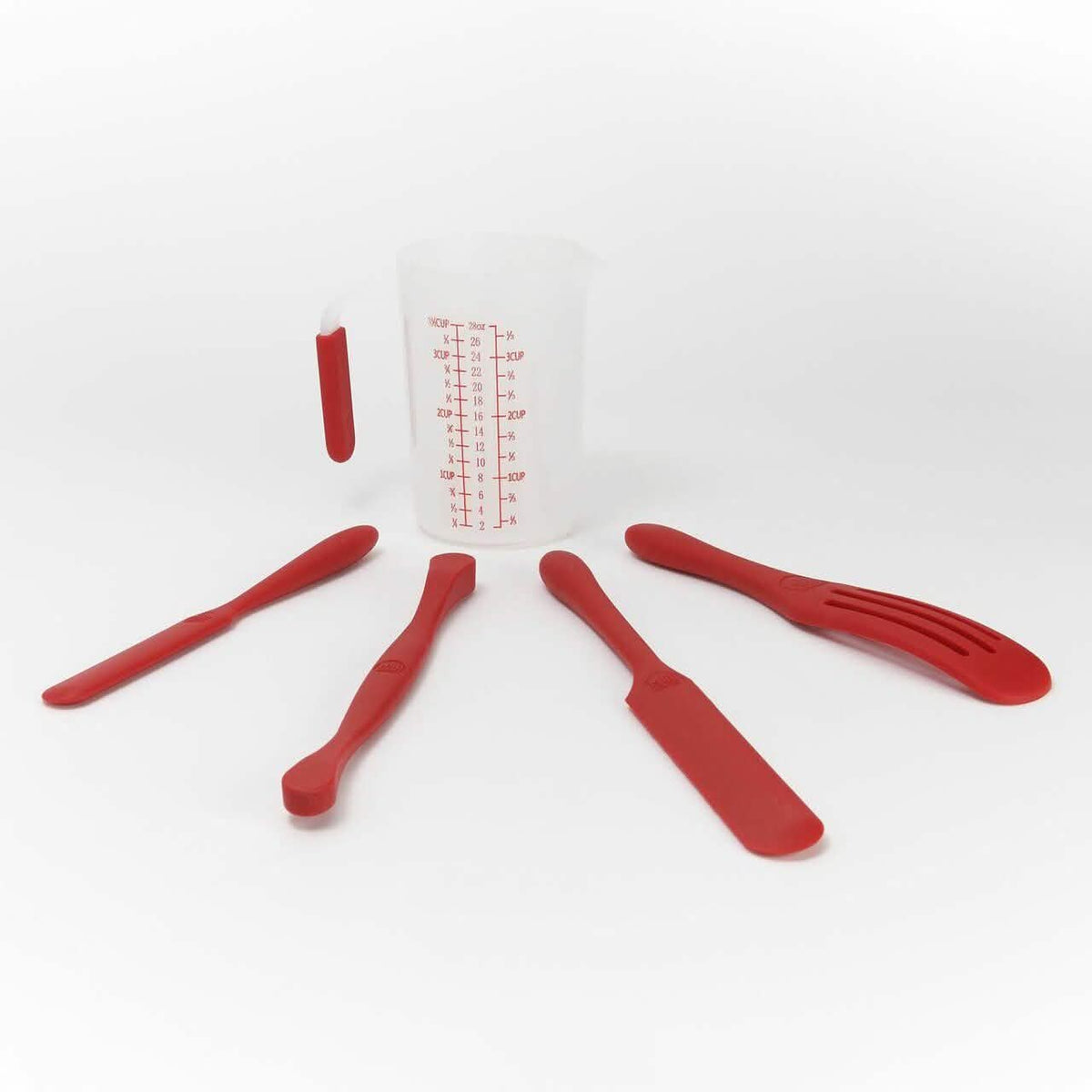 Juego de preparación de repostería con espátula de silicona Mad Hungry de 4 piezas con taza medidora