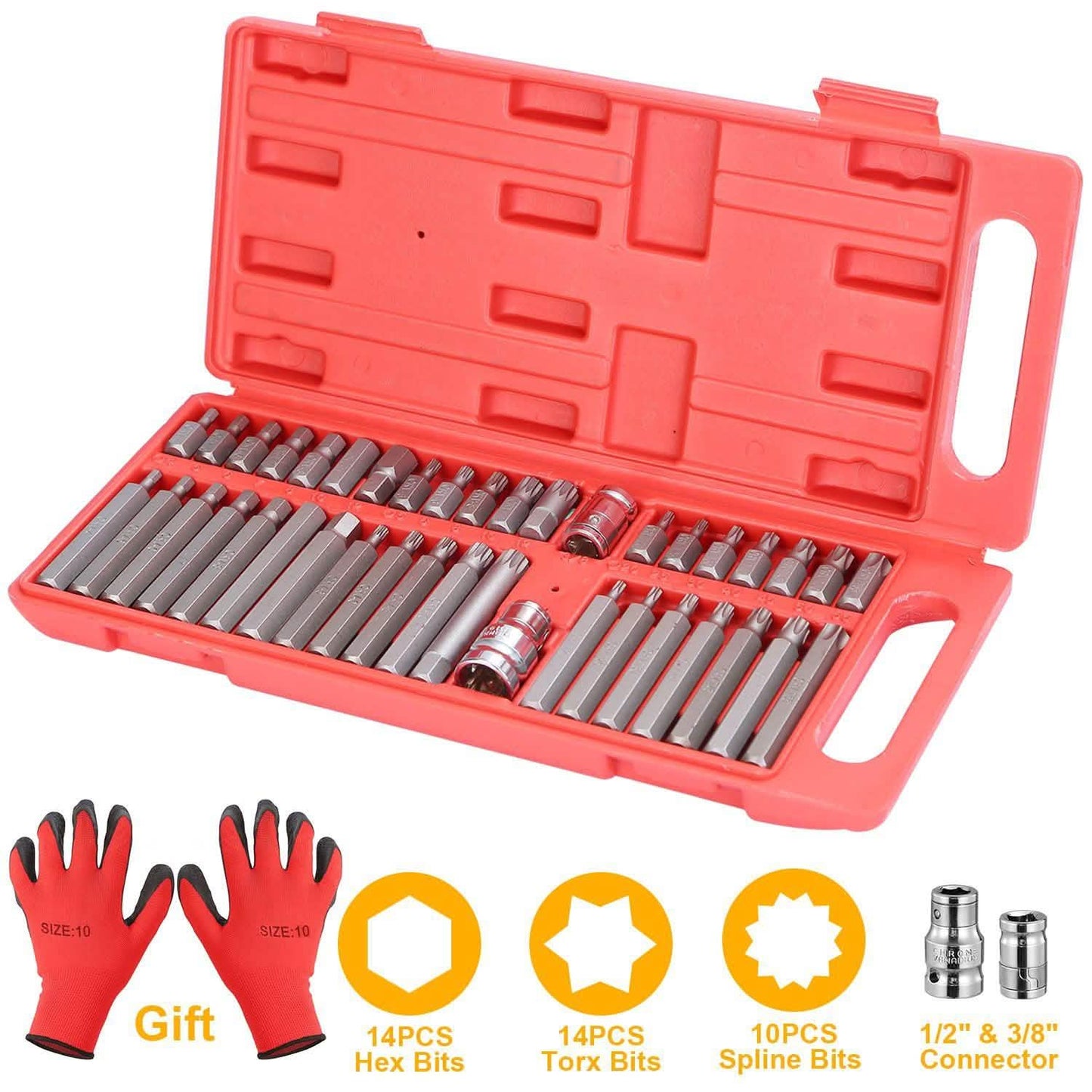 Juego de 40 puntas de vaso: Hexagonal, Torx, XZN