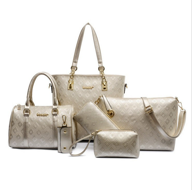 Women's Fashion Embossing Diamond Plaid Portable Shoulder Bags