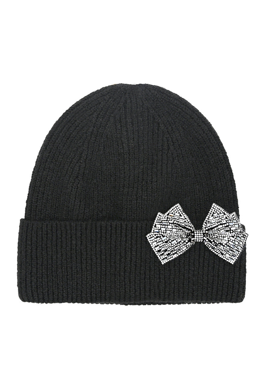 C.C Rhinestone Bow Cuff Beanie
