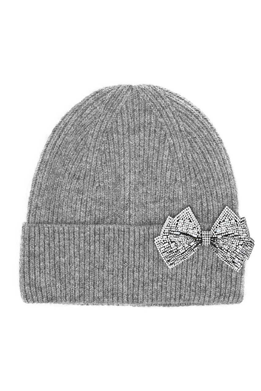C.C Rhinestone Bow Cuff Beanie