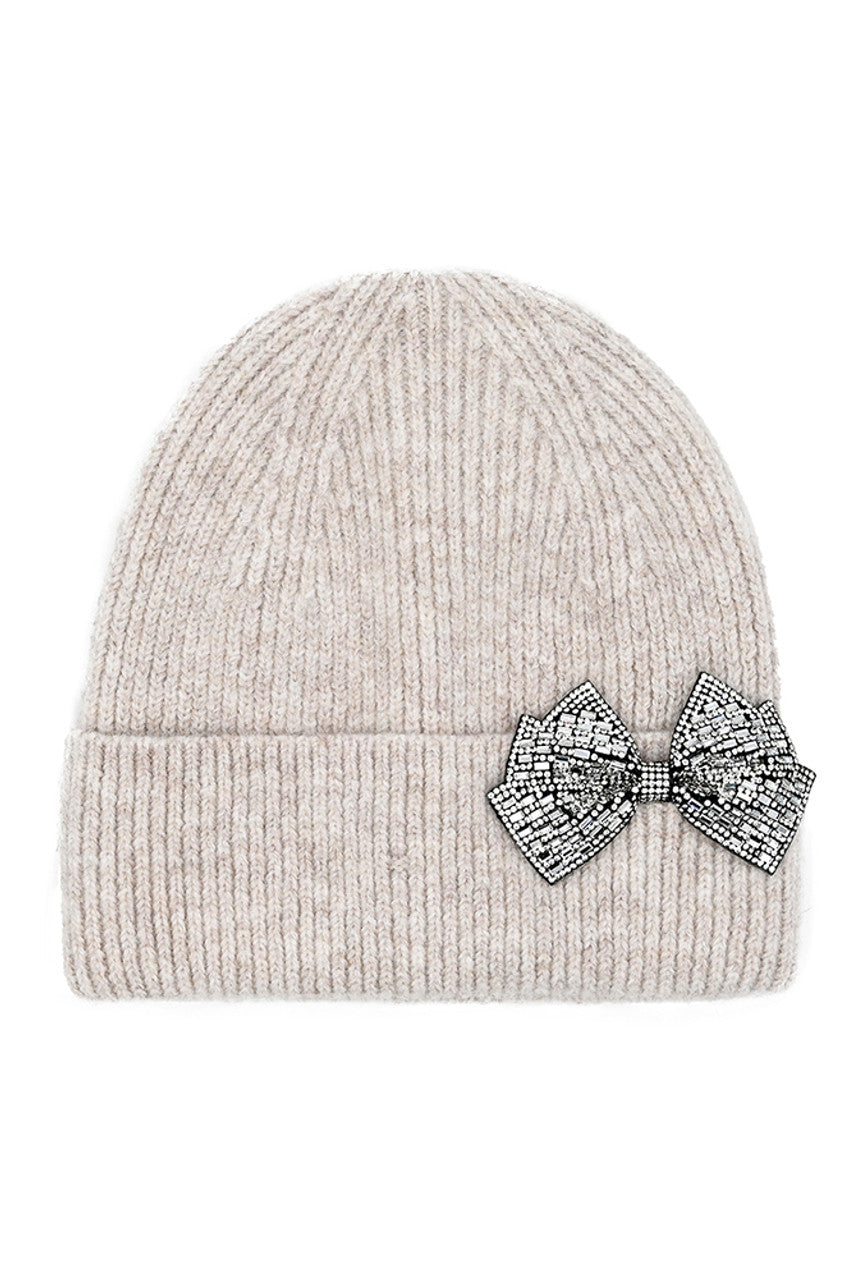 C.C Rhinestone Bow Cuff Beanie