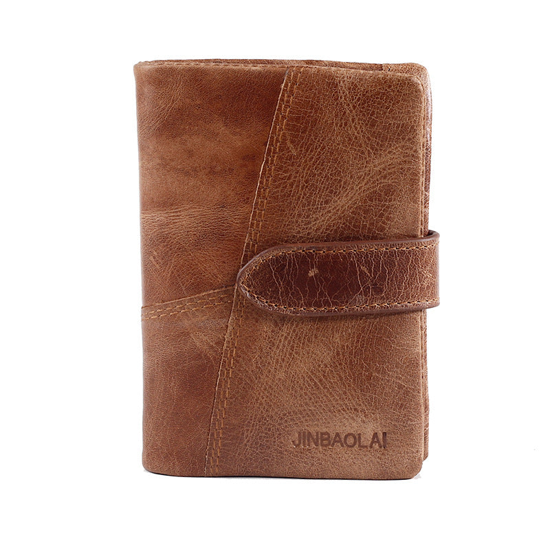 Men's First Layer Cowhide Vintage Zipper Leather Men's Wallets