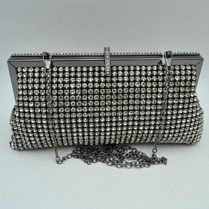 Rhinestone Evening Clutch Bag with Detachable Chain Shoulder Strap and Crystal Embellished Clasp