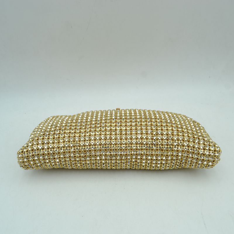 Rhinestone Evening Clutch Bag with Detachable Chain Shoulder Strap and Crystal Embellished Clasp