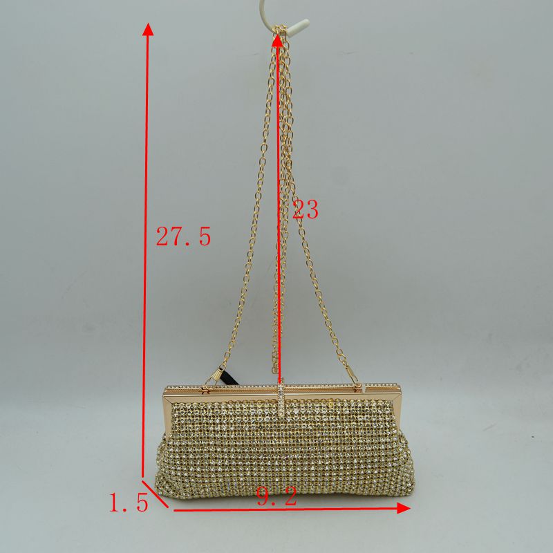 Rhinestone Evening Clutch Bag with Detachable Chain Shoulder Strap and Crystal Embellished Clasp