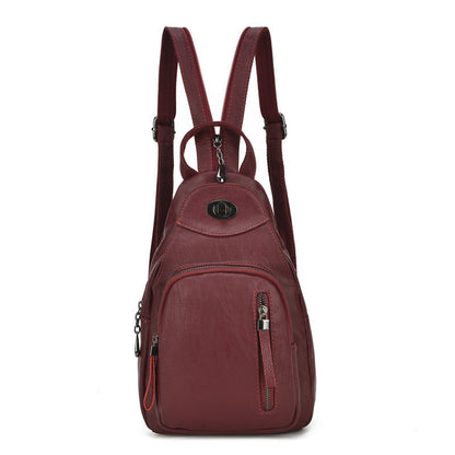 Women's Soft Leather Korean Style Fashion Single Backpacks