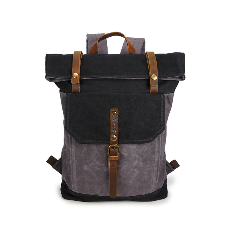 Men's Canvas Crazy Horse Leather Vintage Waterproof Bags