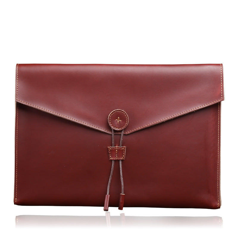 Genuine Leather Paper Large Capacity File Office Men's Briefcases