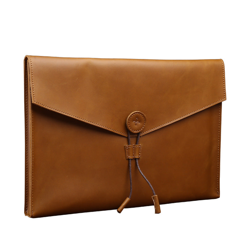 Genuine Leather Paper Large Capacity File Office Men's Briefcases