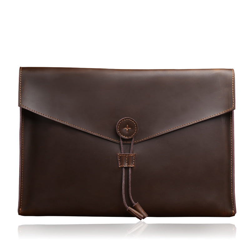 Genuine Leather Paper Large Capacity File Office Men's Briefcases