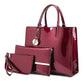 Women's Shiny Surface Patent Leather Three-piece Korean Handbags