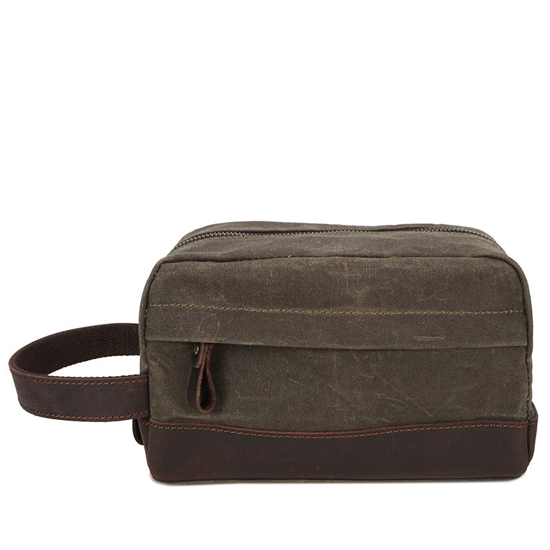 Men's Source Point Clutch Oil Wax Canvas Wash Retro With Men's Handbags