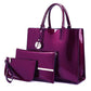 Women's Shiny Surface Patent Leather Three-piece Korean Handbags