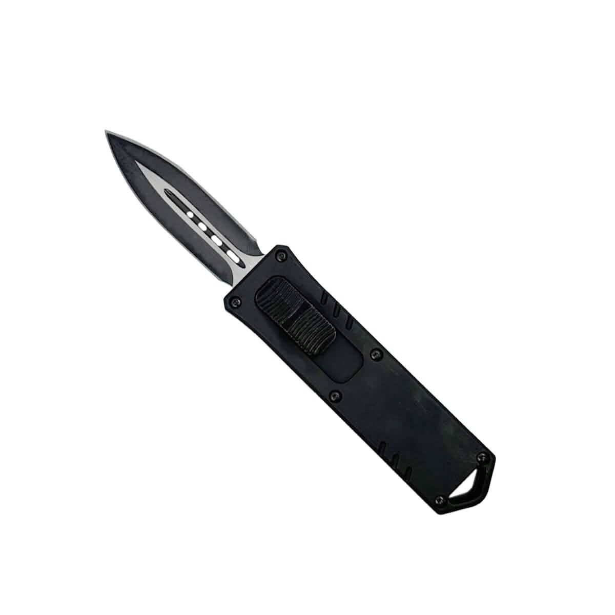 Paquete de 2: Navaja OTF de hoja tipo daga de 4.5" con clip para cinturón