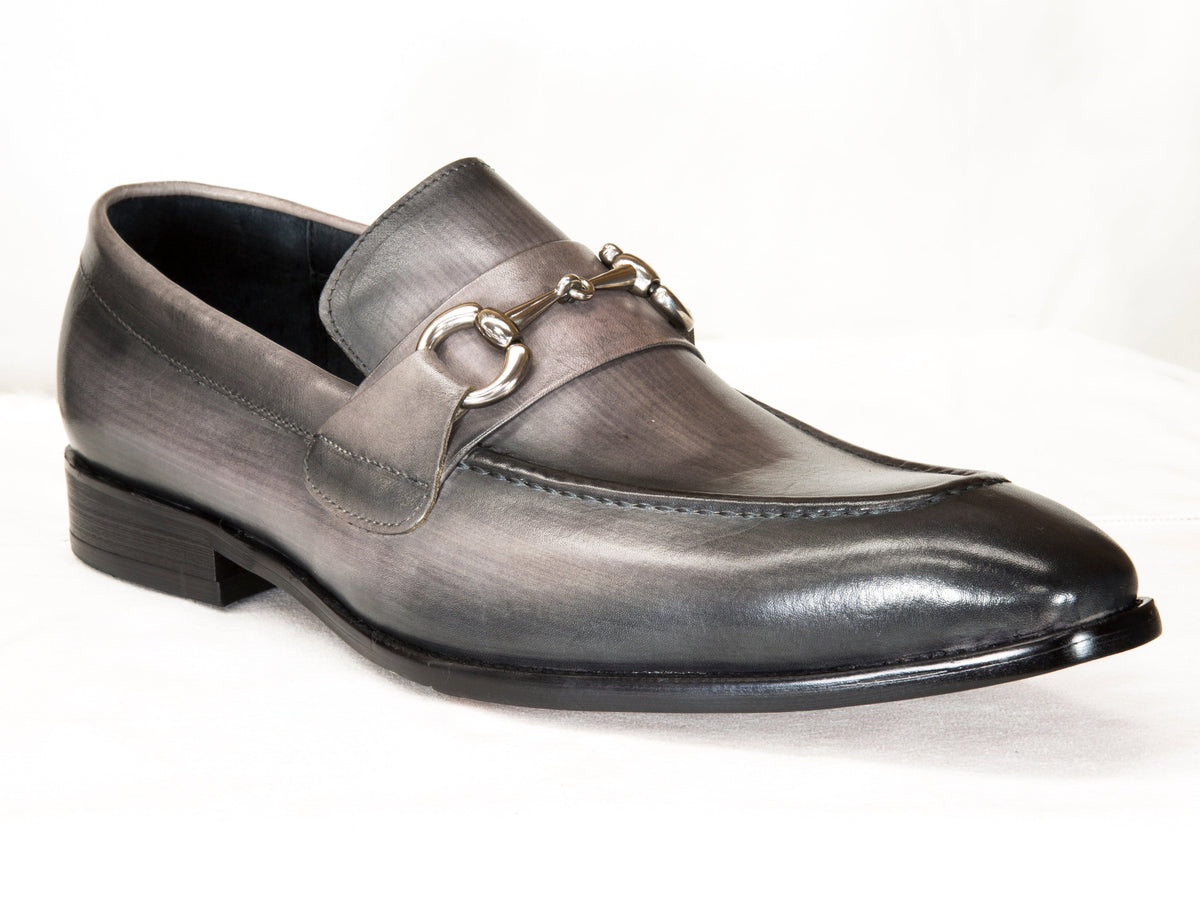 Carrucci Burnished Calfskin Belt - Grey