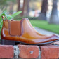 Carrucci Burnished Calfskin Belt - Cognac