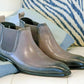 Carrucci Burnished Calfskin Belt - Grey