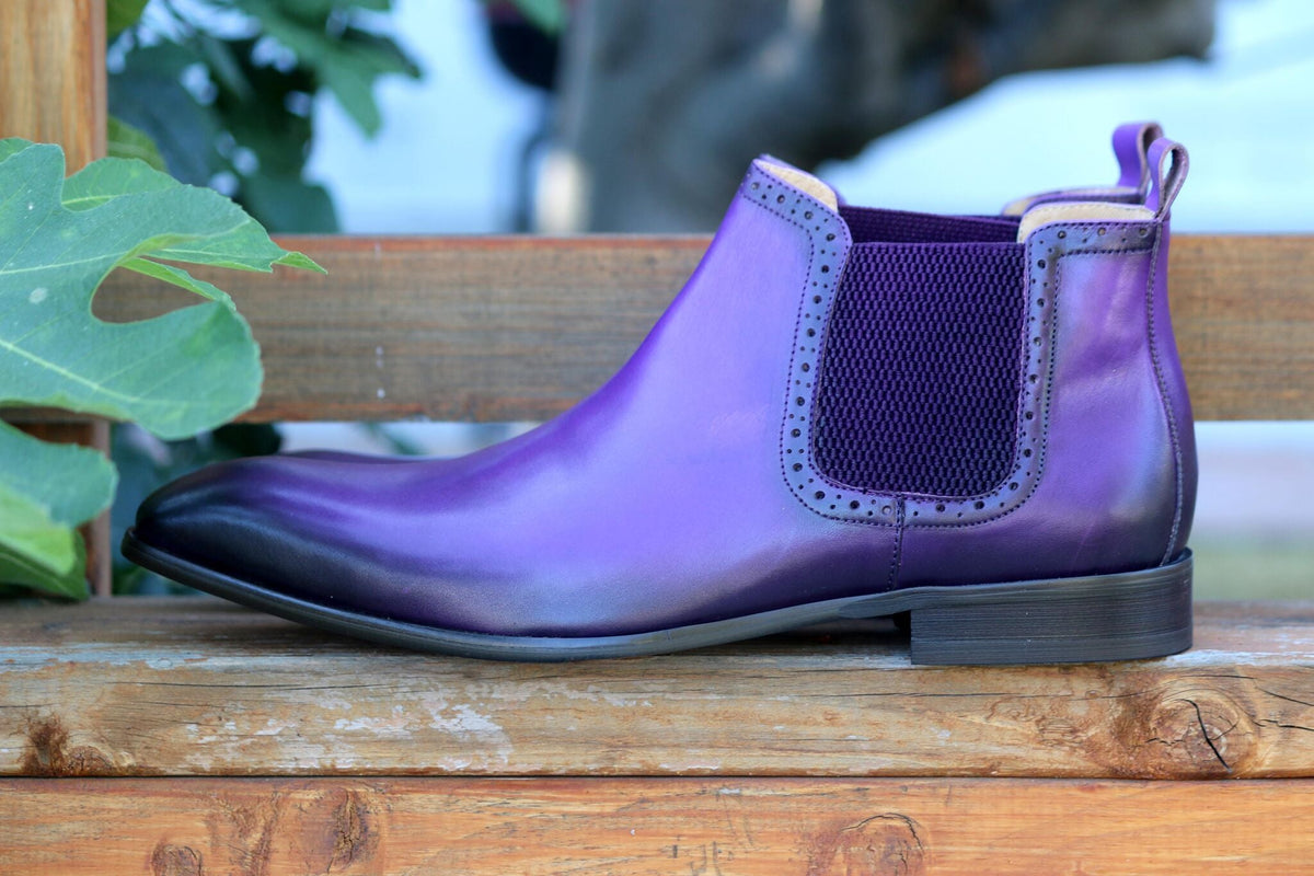 Carrucci Burnished Calfskin Belt - Purple