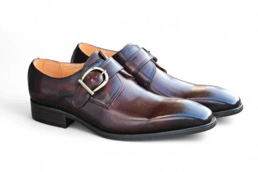 Carrucci Calfskin Monkstrap - Chestnut