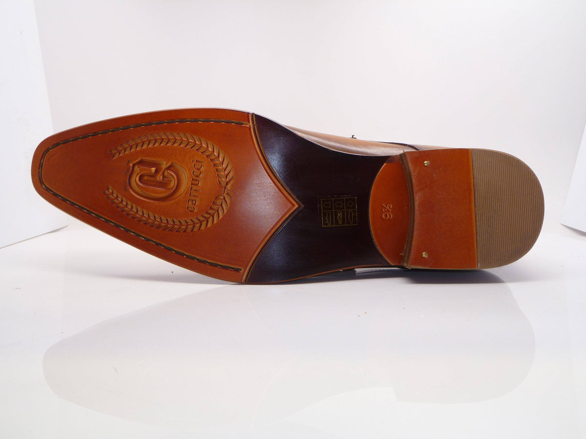 Carrucci Monkstrap Calfskin Shoe - Cognac