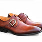 Carrucci Monkstrap Calfskin Shoe - Cognac