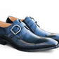 Carrucci Monkstrap Calfskin Shoe - Navy