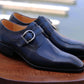Carrucci Monkstrap Calfskin Shoe - Navy