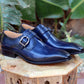 Carrucci Monkstrap Calfskin Shoe - Navy