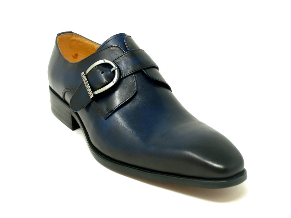 Carrucci Monkstrap Calfskin Shoe - Navy