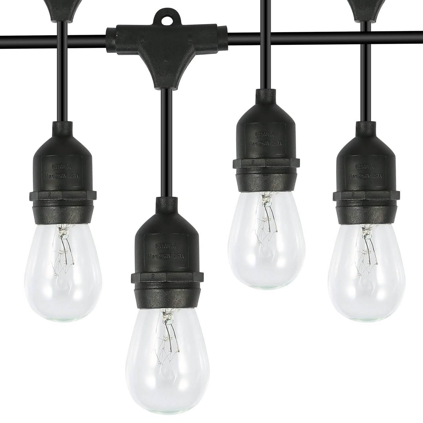 Luces de cadena impermeables de 48 pies para patio exterior con bombillas