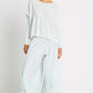 Pima Cotton Stitches Boatneck Sweater - Mint