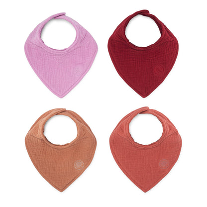 Baberos de muselina tipo bandana Parker Baby Co. | 100 % algodón de muselina suave, absorbentes y ajustables | Baberos elegantes para la dentición y el babeo, paquete de 4 unidades - Set Rosa