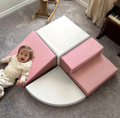 little dove Juguetes grandes de escalada de 4 piezas para niños pequeños de 1 a 3 años, no tóxicos y ecológicos, equipo de juego suave para interiores para habilidades motoras, fácil de instalar y limpiar, bloques de escalada, rosa