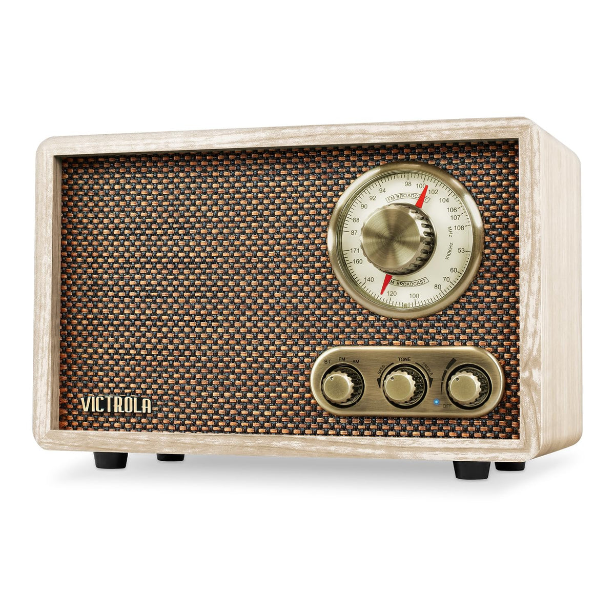 Victrola Radio Retro de Madera con Bluetooth y Altavoces Integrados Diseño Elegante y Vintage Dial Giratorio de Sintonización AM/FM Transmisión Inalámbrica Natural