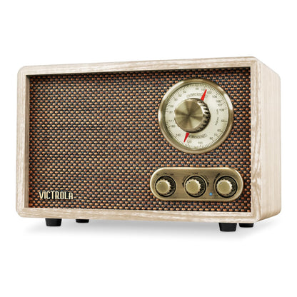 Victrola Radio Retro de Madera con Bluetooth y Altavoces Integrados Diseño Elegante y Vintage Dial Giratorio de Sintonización AM/FM Transmisión Inalámbrica Natural