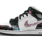 Nike Youth Air Jordan 1 Mid Se GS White/Bright Crimson-blue Hero 4 Big Kid