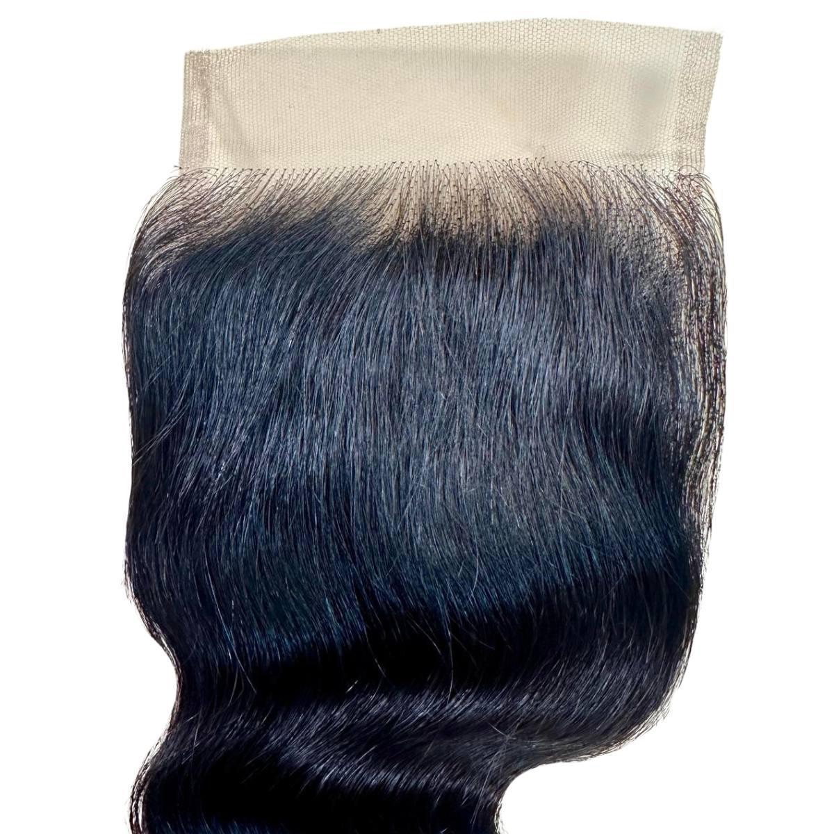 Cierre de cabello humano con encaje HD 4x4 de onda corporal natural