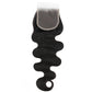Cierre de cabello humano con encaje transparente 4x4 de onda corporal brasileña