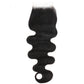 Cierre de cabello humano con encaje transparente 4x4 de onda corporal brasileña