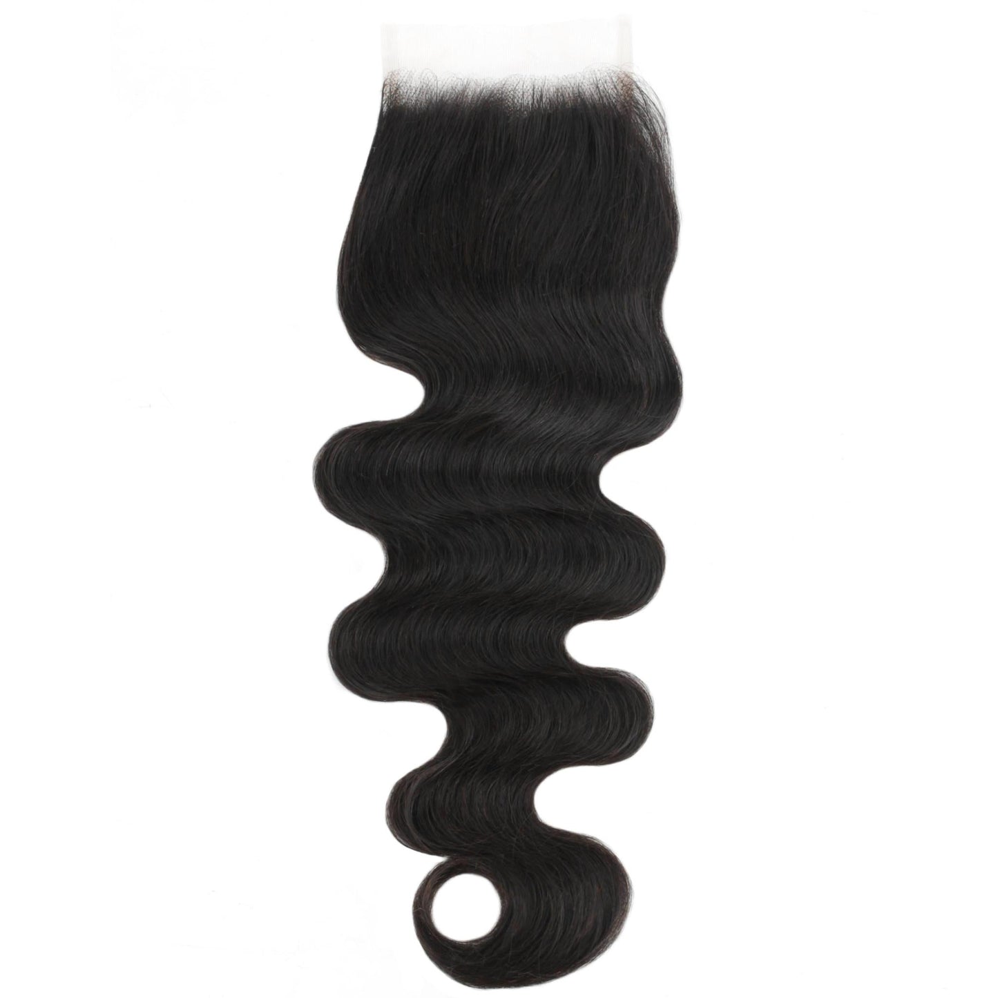 Cierre de cabello humano con encaje transparente 4x4 de onda corporal brasileña