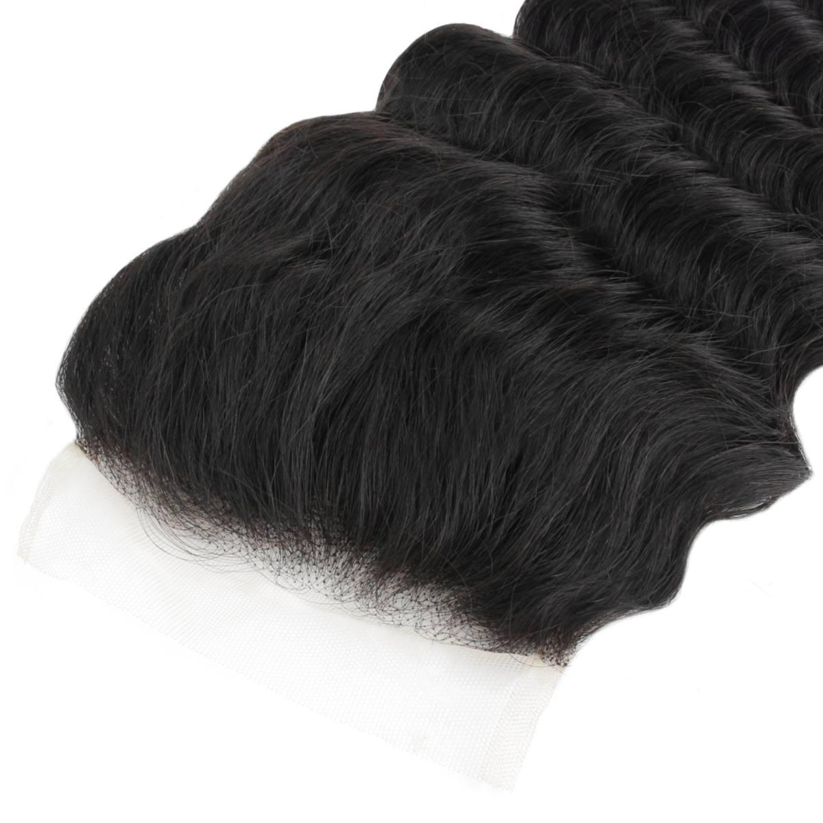 Cierre de cabello humano con encaje transparente Deep Wave 4x4