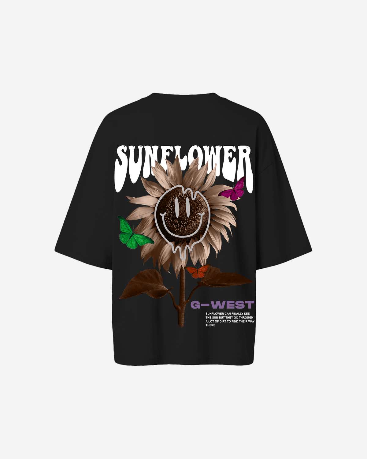 G West Womens Oversized Sunflower Life Style T Shirt