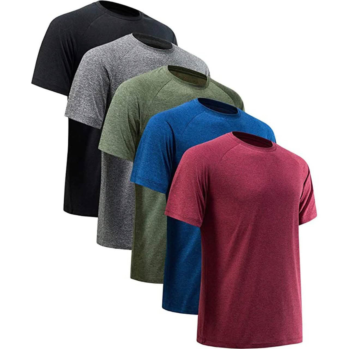 Paquete de 5: camisetas de rendimiento atléticas Dry-Fit activas para hombre
