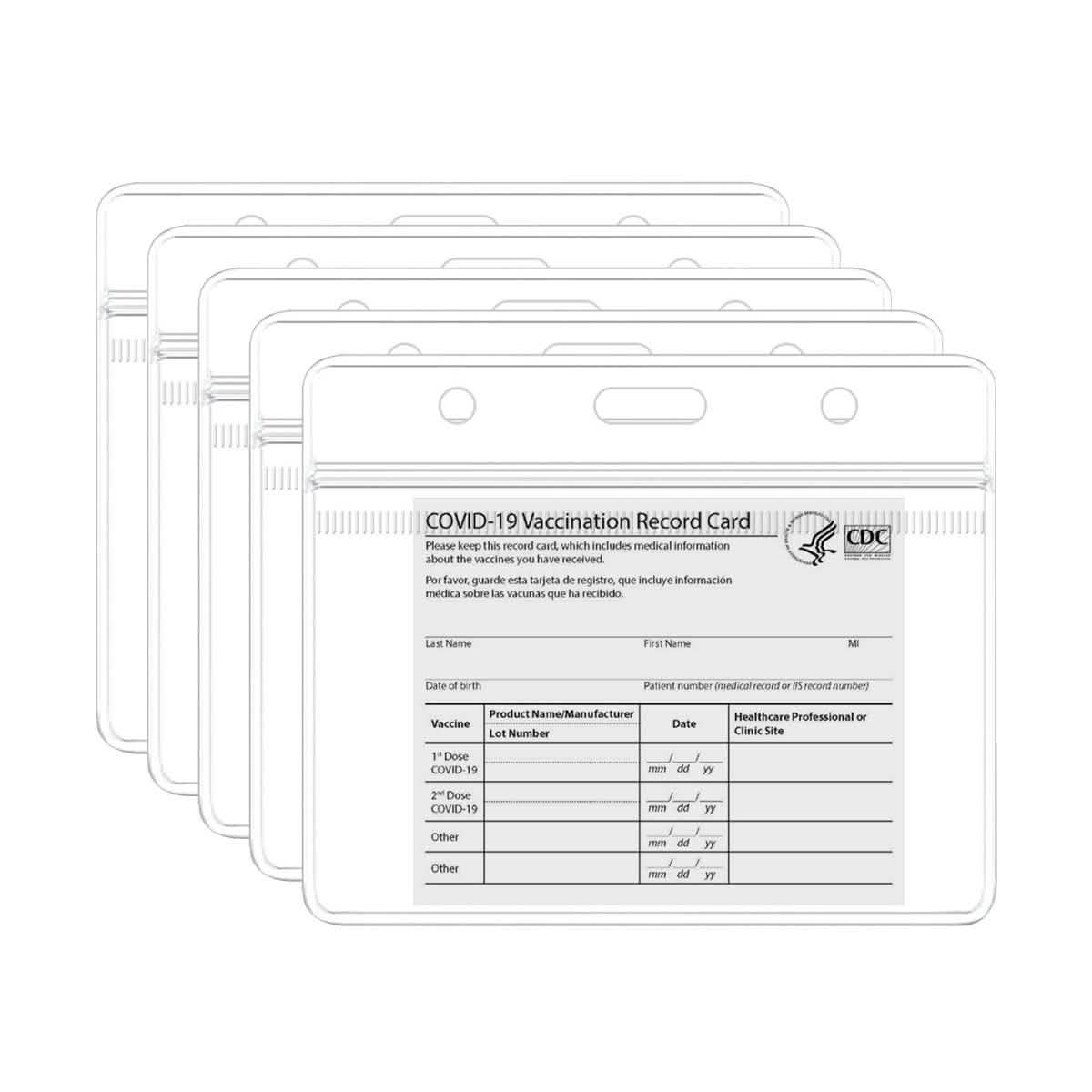Paquete de 5: Funda protectora transparente impermeable para tarjeta de vacunación del CDC y registro de inmunización