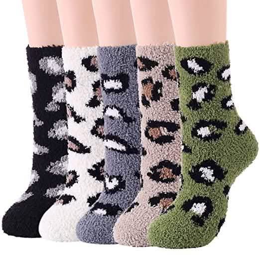5-Pares: Calcetines difusos de invierno para mujer